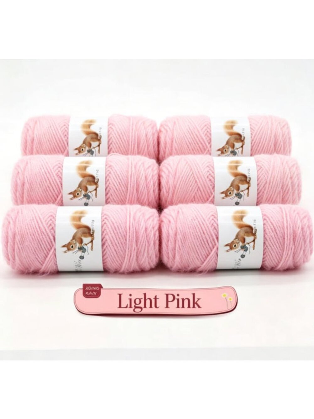 6 PCS Pink Shiny Squirrel Fur Yarn Medium Thick Mohair Yarn for DIY